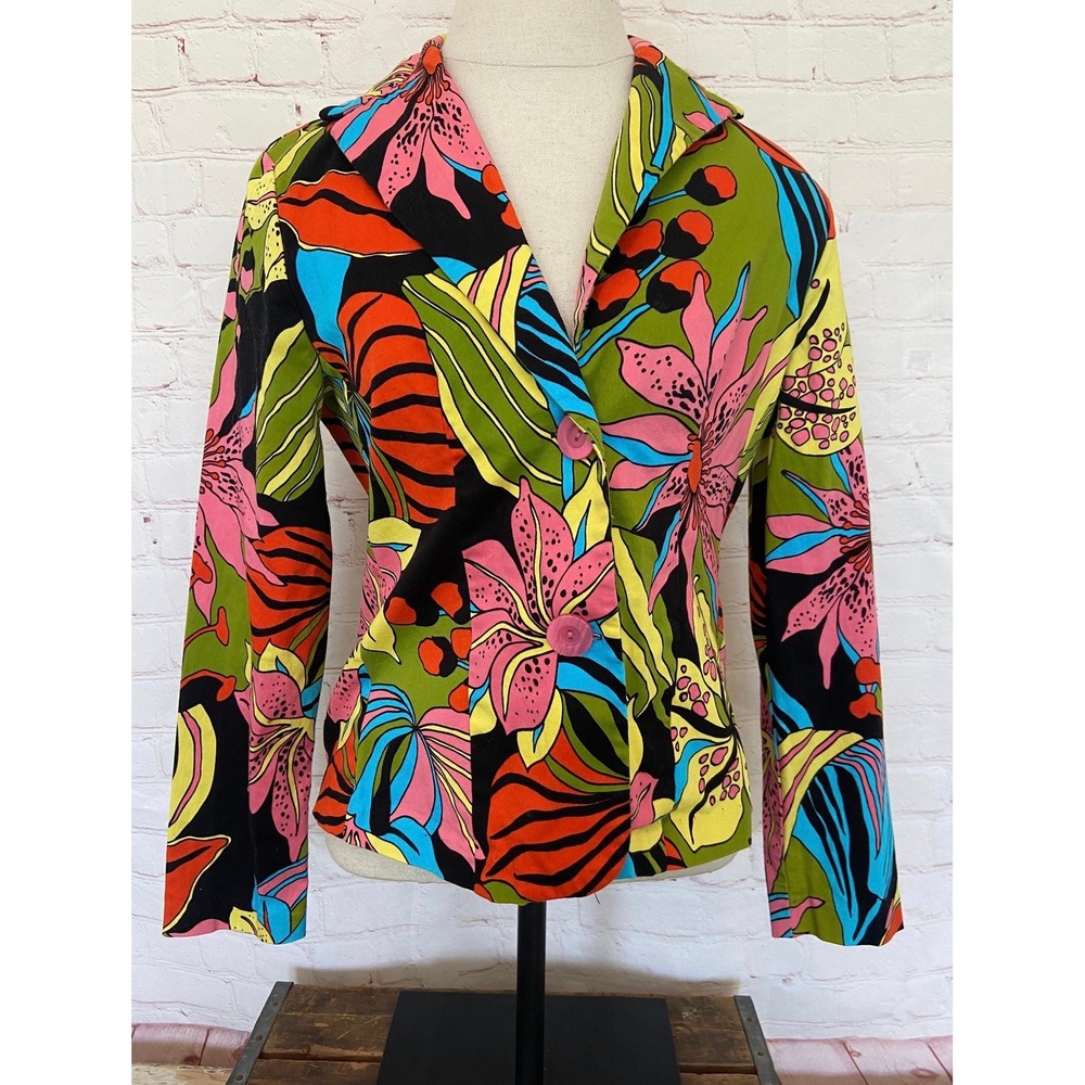 RARE Russell Kemp New York Womens Blazer Jacket Size 8 Floral Print Button Front - Picture 2 of 14